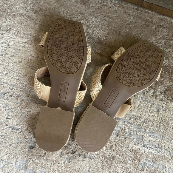 Joie Cherish Slide Sandals Open Toe Heels Short Heel Raffia Cream Beige Tan: 9.5 - Picture 6 of 8